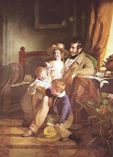 Friedrich von Amerling Portrat des Rudolf von Arthaber und seiner Kinder Spain oil painting art